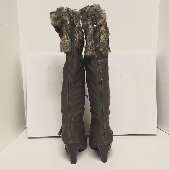 10 Women's Faux Fur Boots Grey Gray - Picture 2 of 6